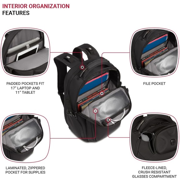 SwissGear Black Backpack with Durable Fabric and Padded Straps - Picture 4 of 10